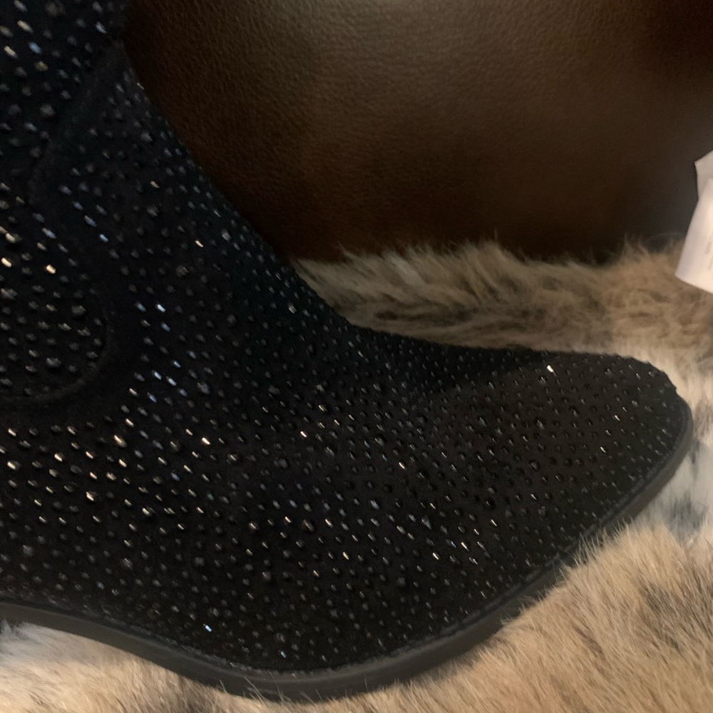 Pierre Dumas Black Rhinestone Western Pull-on Heeled Boots - Picture 9 of 13